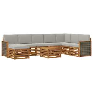 Zunanja garnitura za sedenje 7 pcs Naravna in svetlo siva