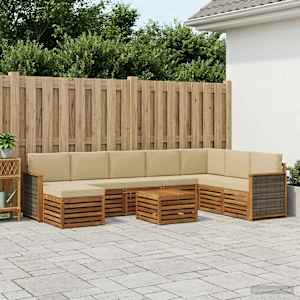 Zunanja garnitura za sedenje z blazino 7 pcs Naravna