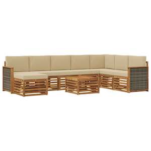 Zunanja garnitura za sedenje z blazino 7 pcs Naravna