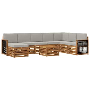 Zunanja garnitura za sedenje 7 pcs Naravna in svetlo siva