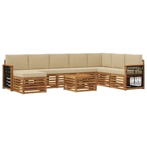 Zunanja garnitura za sedenje z blazino 7 pcs Naravna