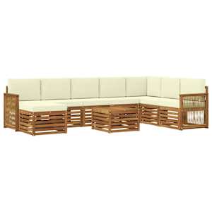 Zunanja garnitura za sedenje z blazino 7 pcs Naravna in smetana