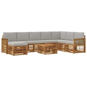 Zunanja garnitura za sedenje 7 pcs Naravna in svetlo siva