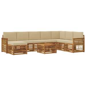 Zunanja garnitura za sedenje z blazino 7 pcs Naravna