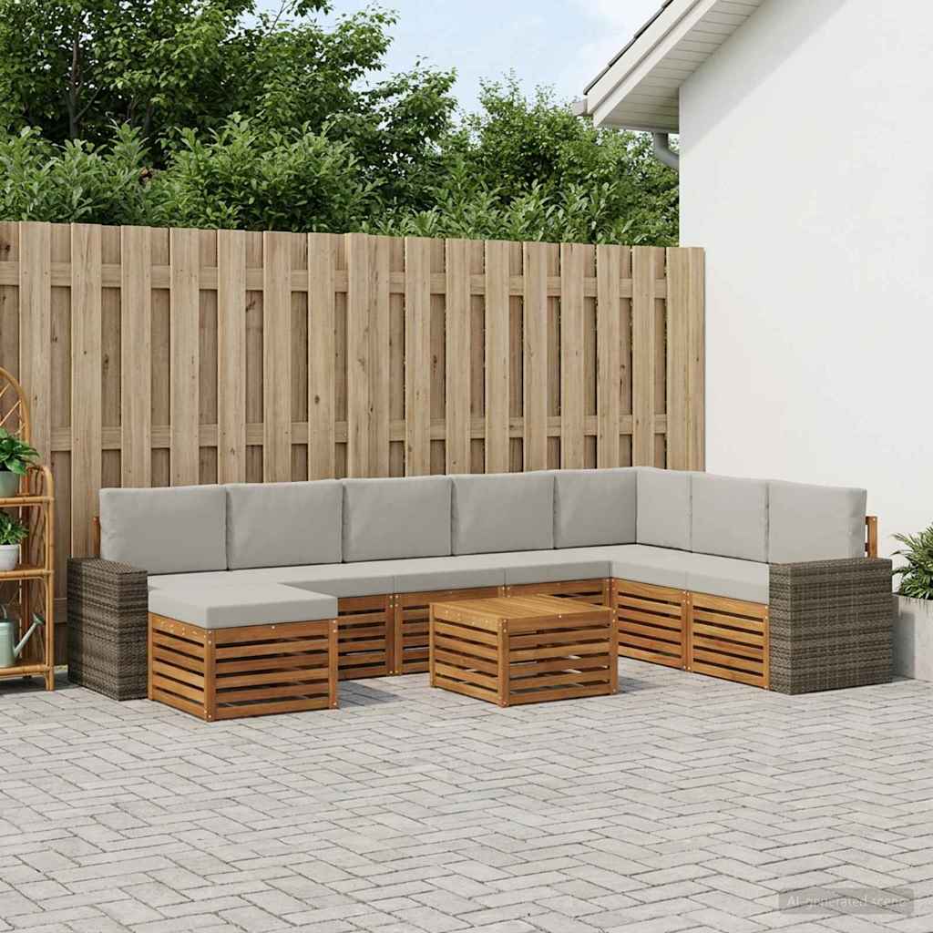 Venkovní pohovková souprava 9 pcs Přírodní a světle šedá