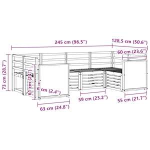 Rohová sofa sada 5 pcs Přírodní Masivní akátové dřevo - obrázek 6