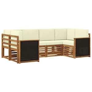 Kotna sedežna garnitura z blazino 5 pcs Naravna in smetana