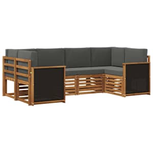 Kotna sedežna garnitura z blazino 5 pcs Naravna in antracitna