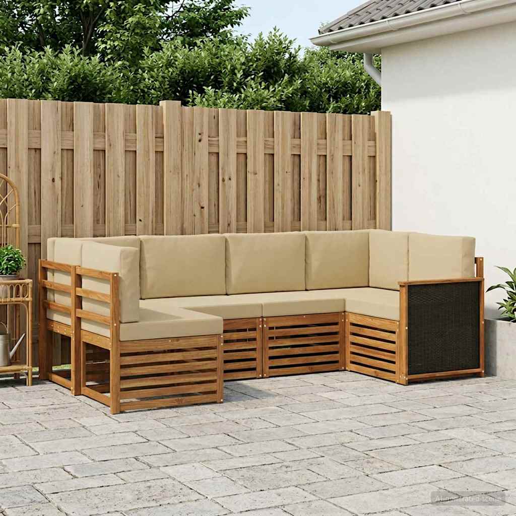Rohová sofa sada s polštářem 5 pcs Přírodní