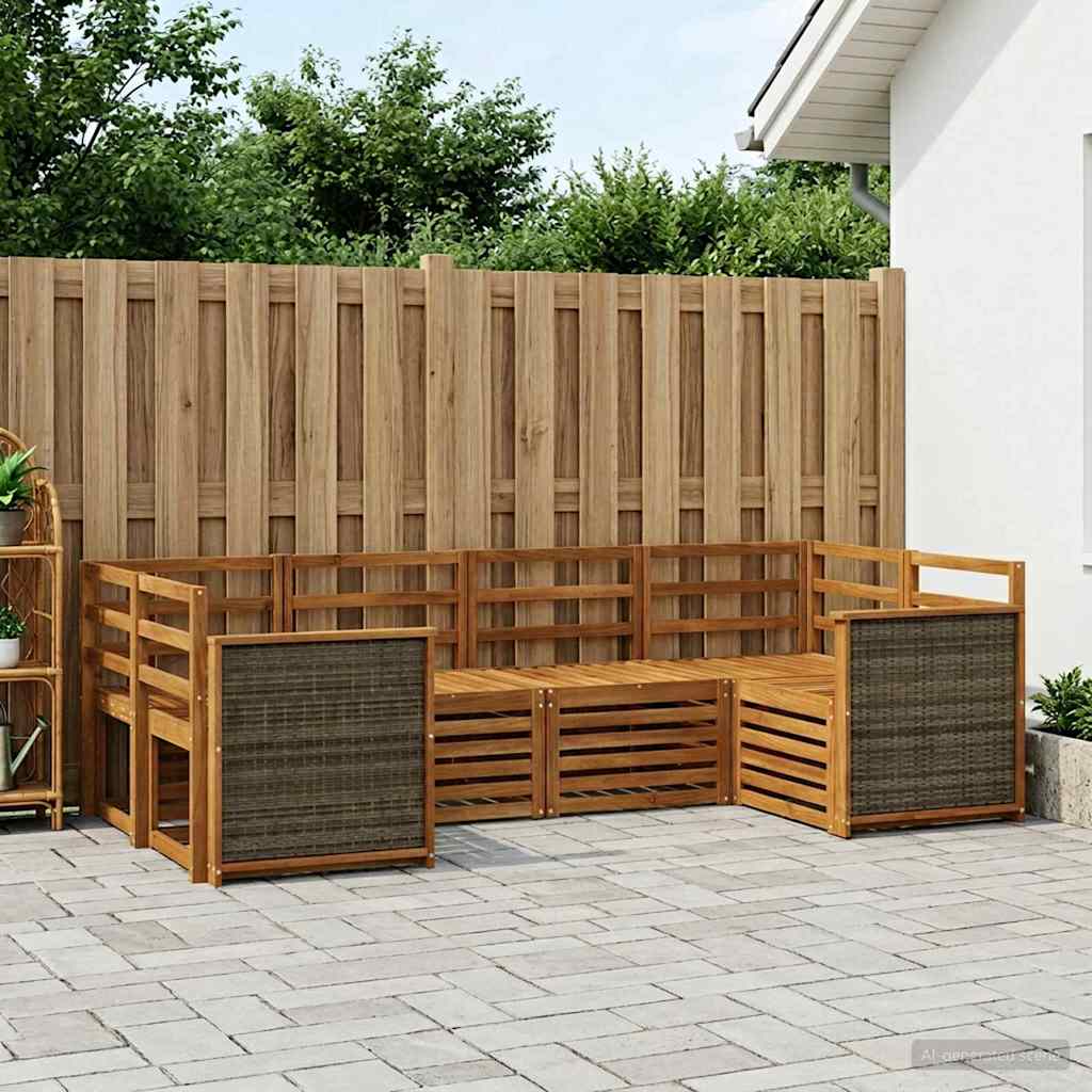 Rohová sofa sada 5 pcs Přírodní Masivní akátové dřevo