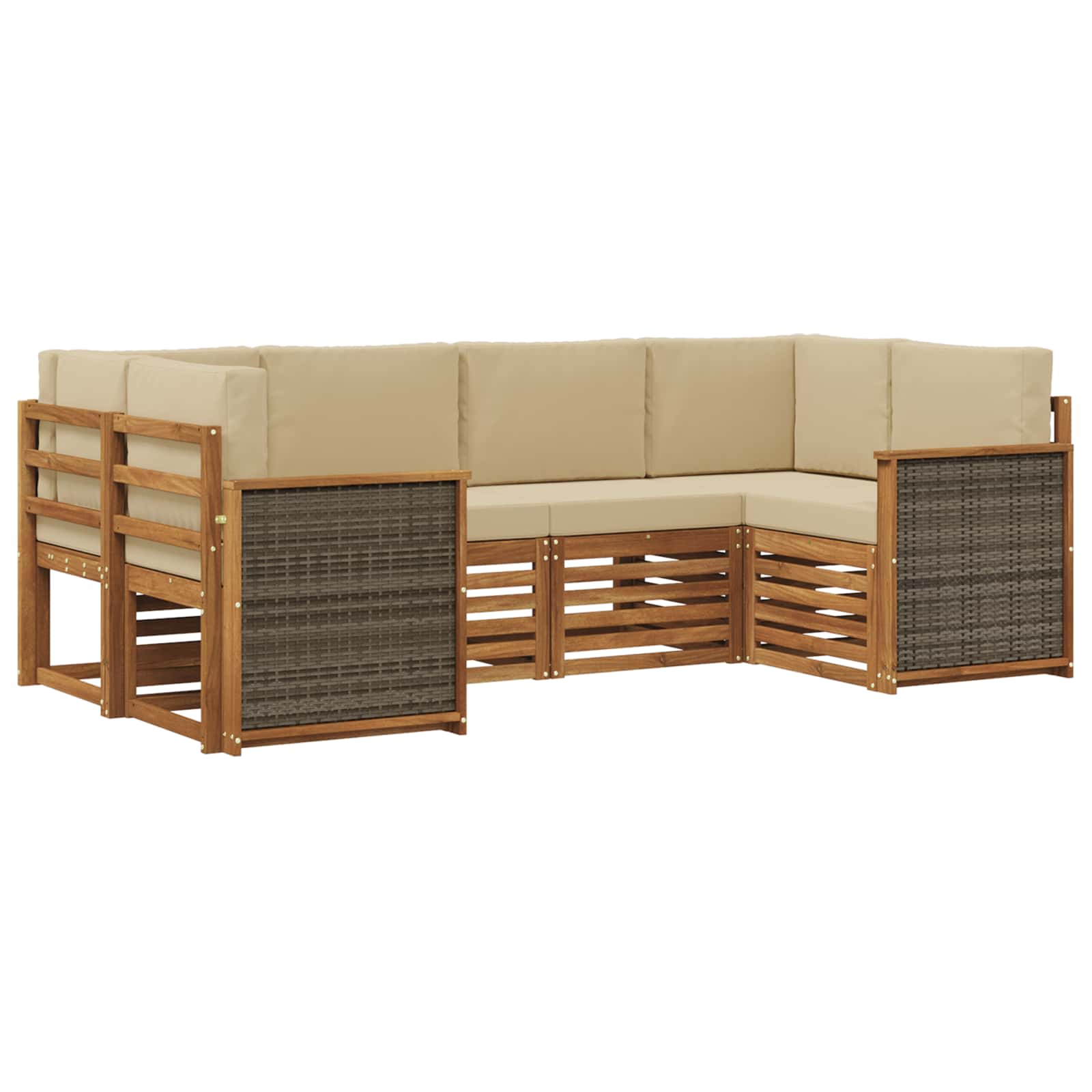 Rohová sofa sada s polštářem 5 pcs Přírodní