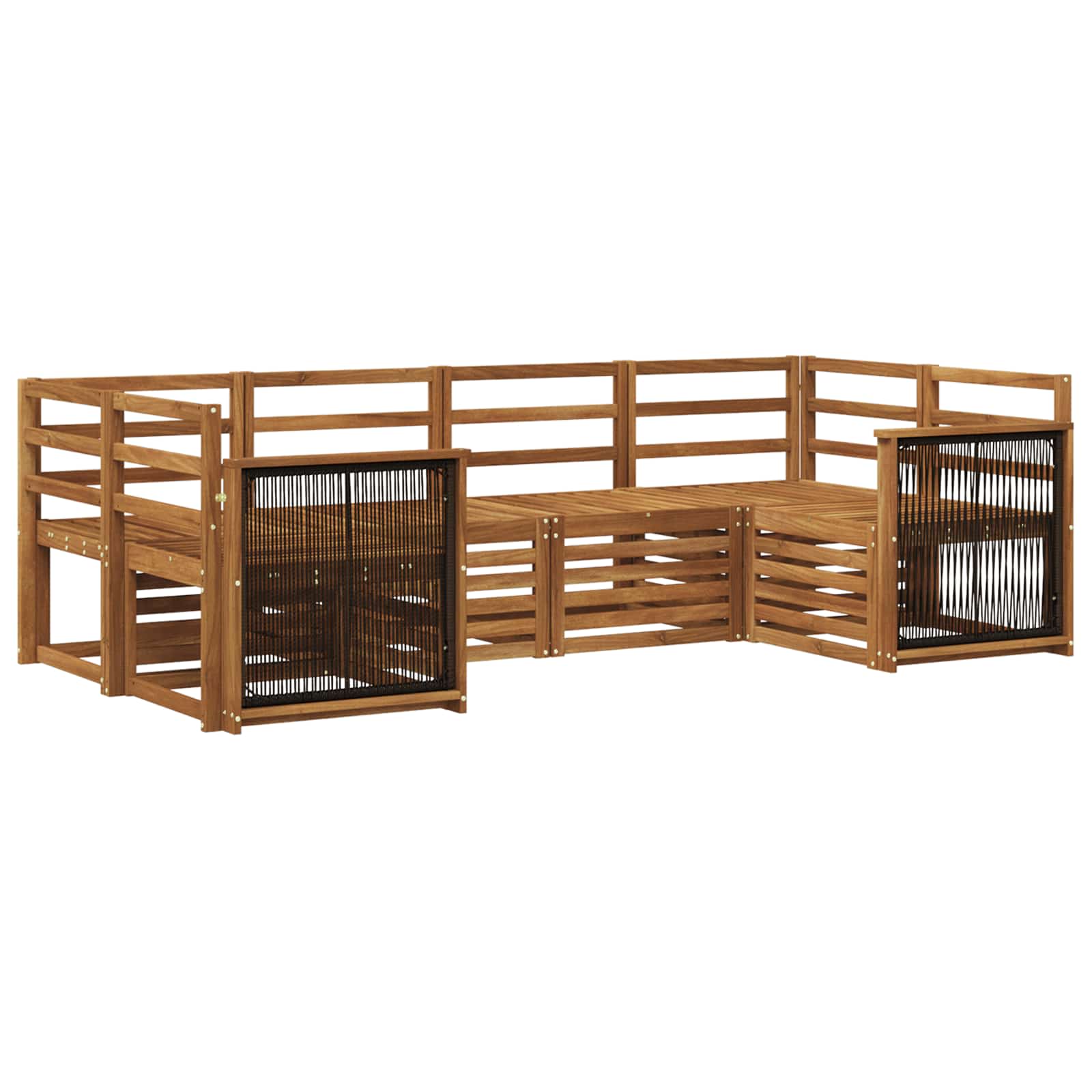 Rohová sofa sada 5 pcs Přírodní Masivní akátové dřevo