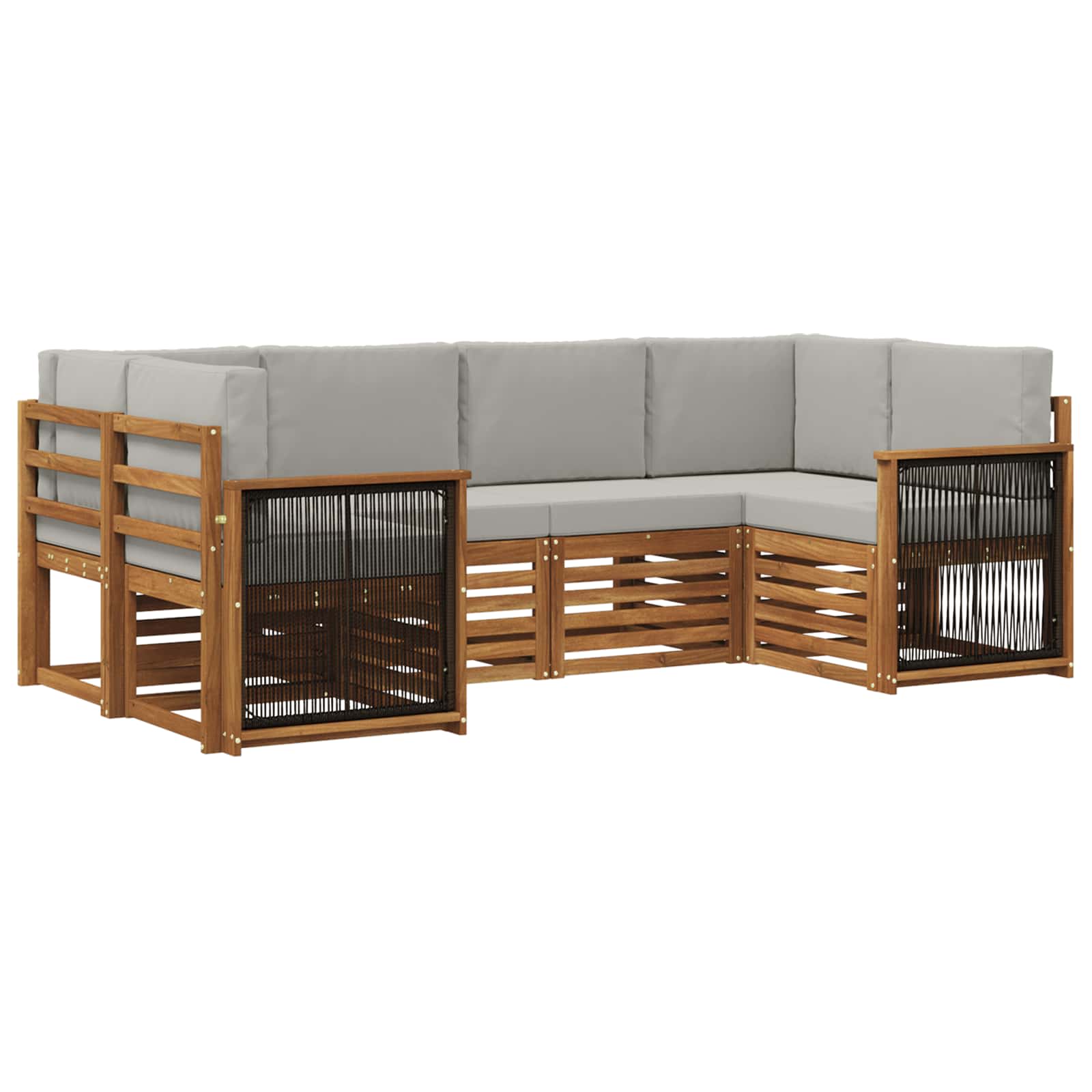 Rohová sofa sada s polštářem 5 pcs Přírodní a světle šedá