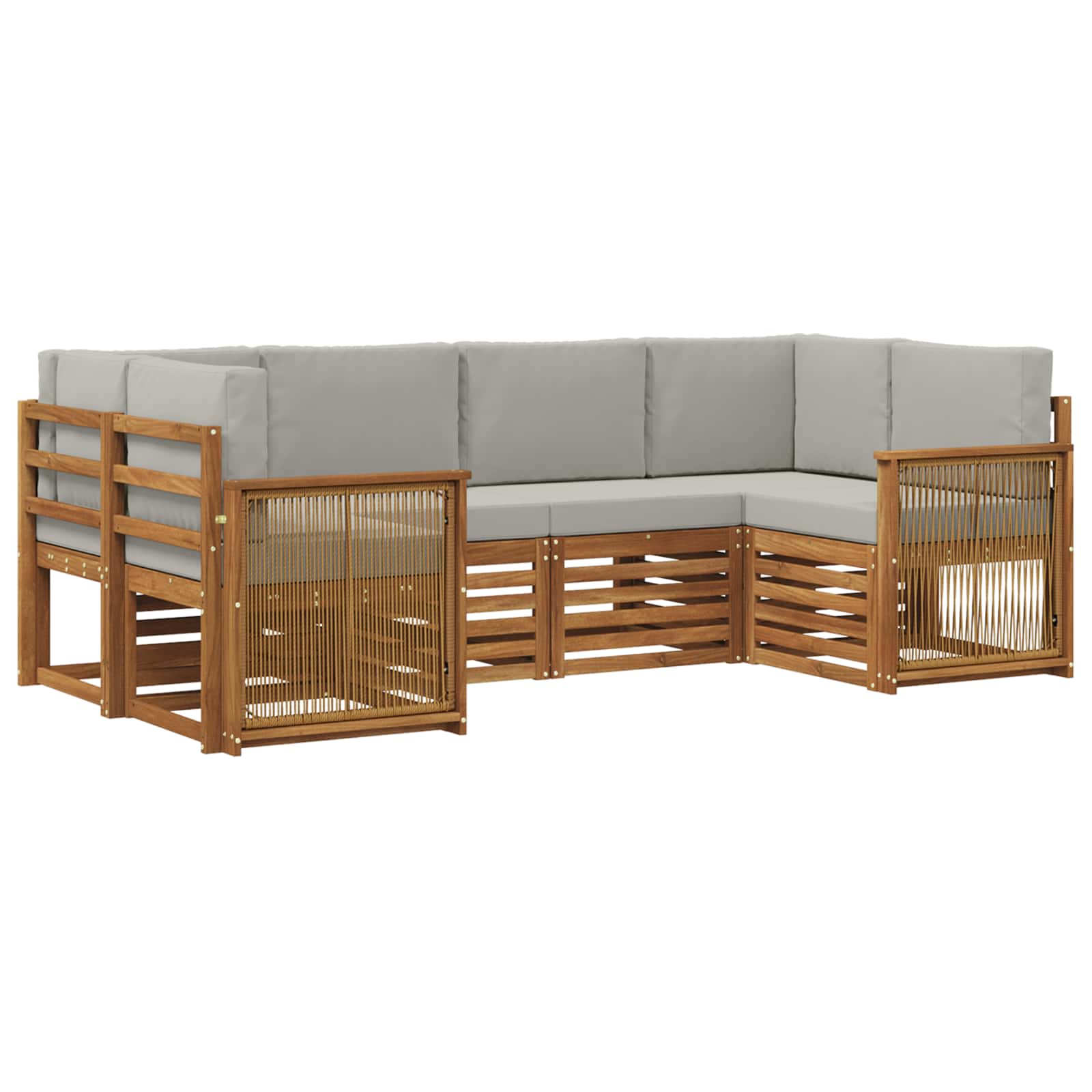 Rohová sofa sada s polštářem 5 pcs Přírodní a světle šedá