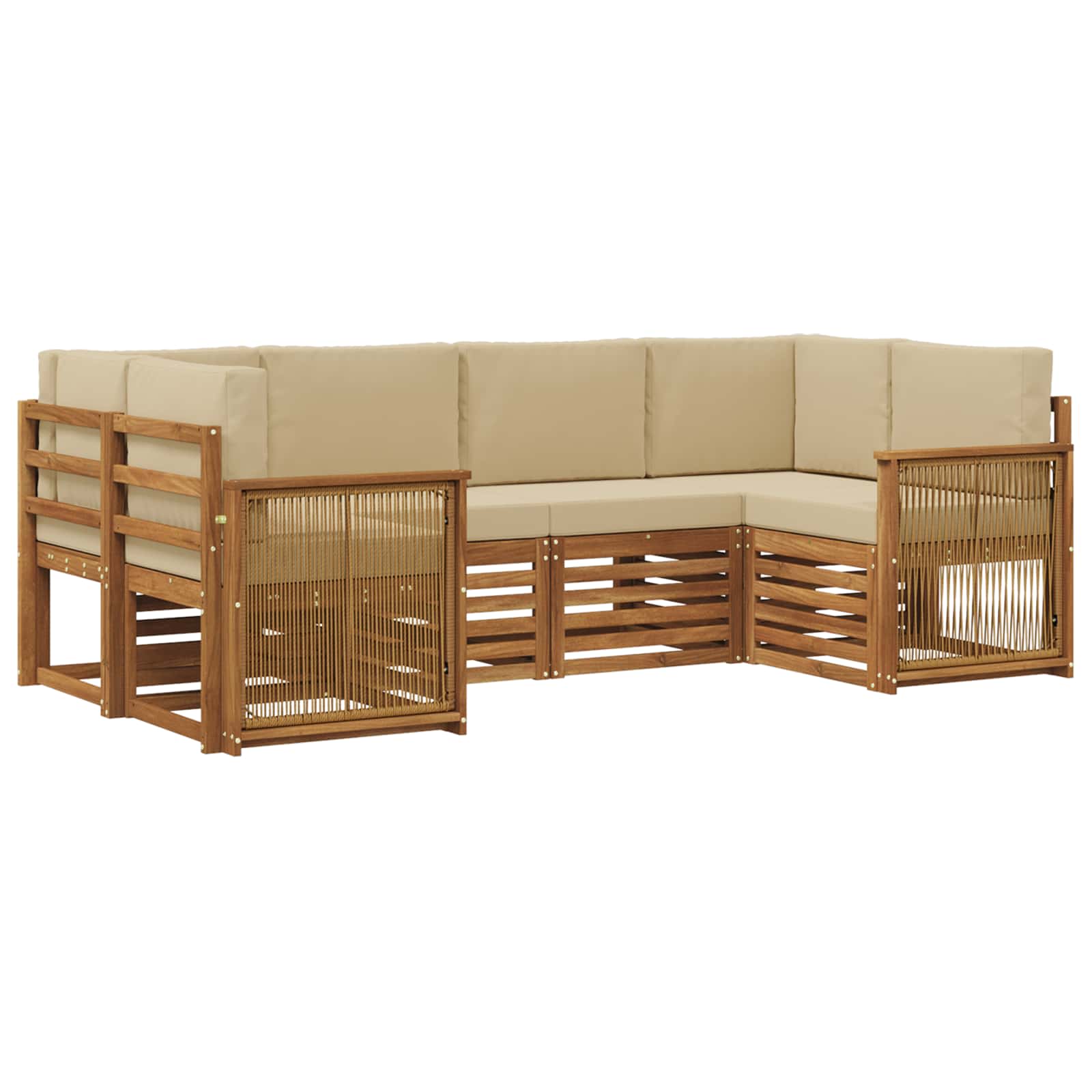 Rohová sofa sada s polštářem 5 pcs Přírodní