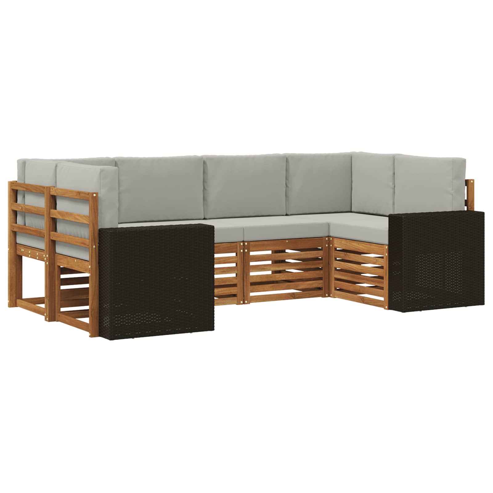 Rohová sofa sada 6 pcs Přírodní a světle šedá Polyester