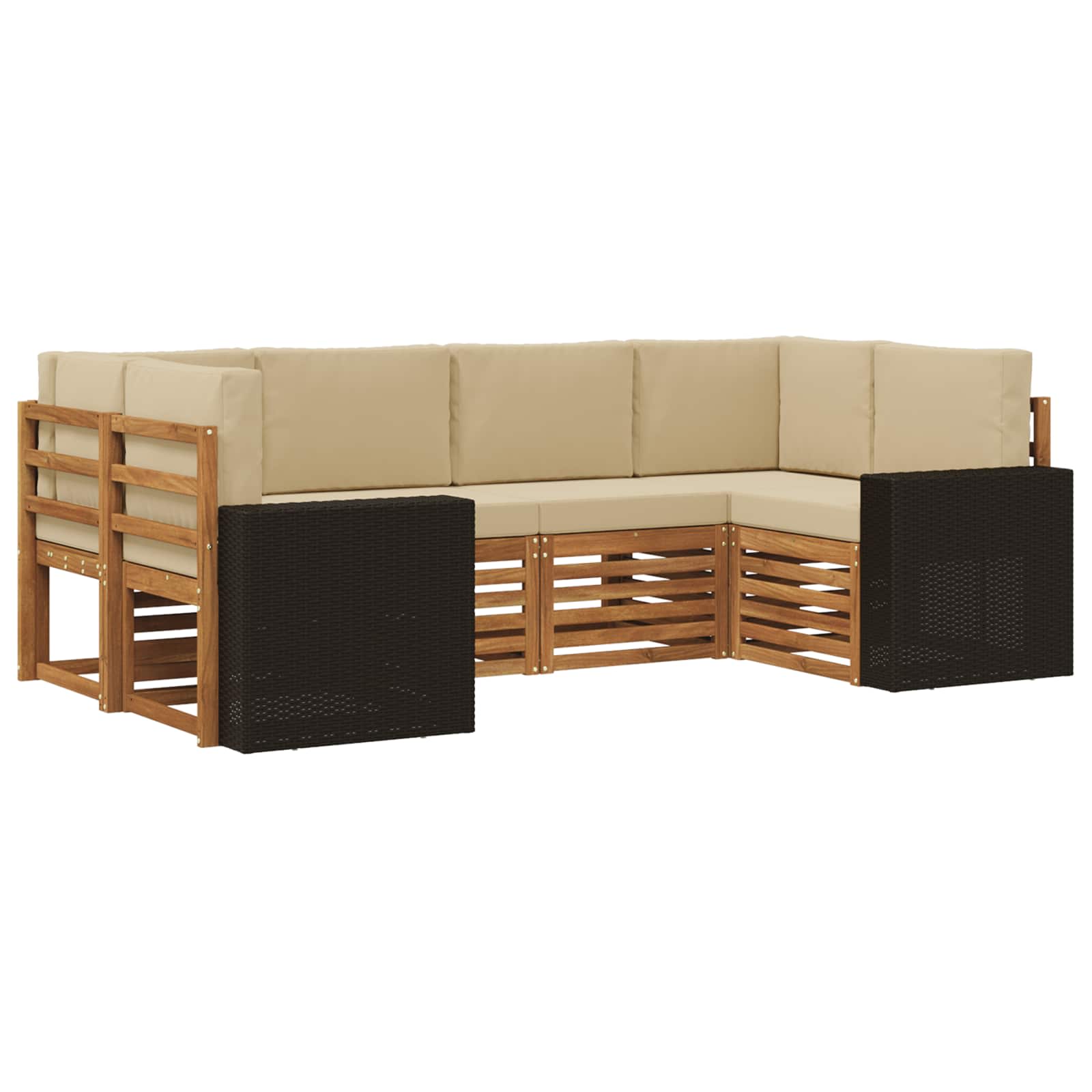 Rohová sofa sada s polštářem 6 pcs Přirozená a Béžová Polyester