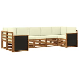 Rohová sofa sada s polštářem 6 pcs Přirozená a Krémová - obrázek 1