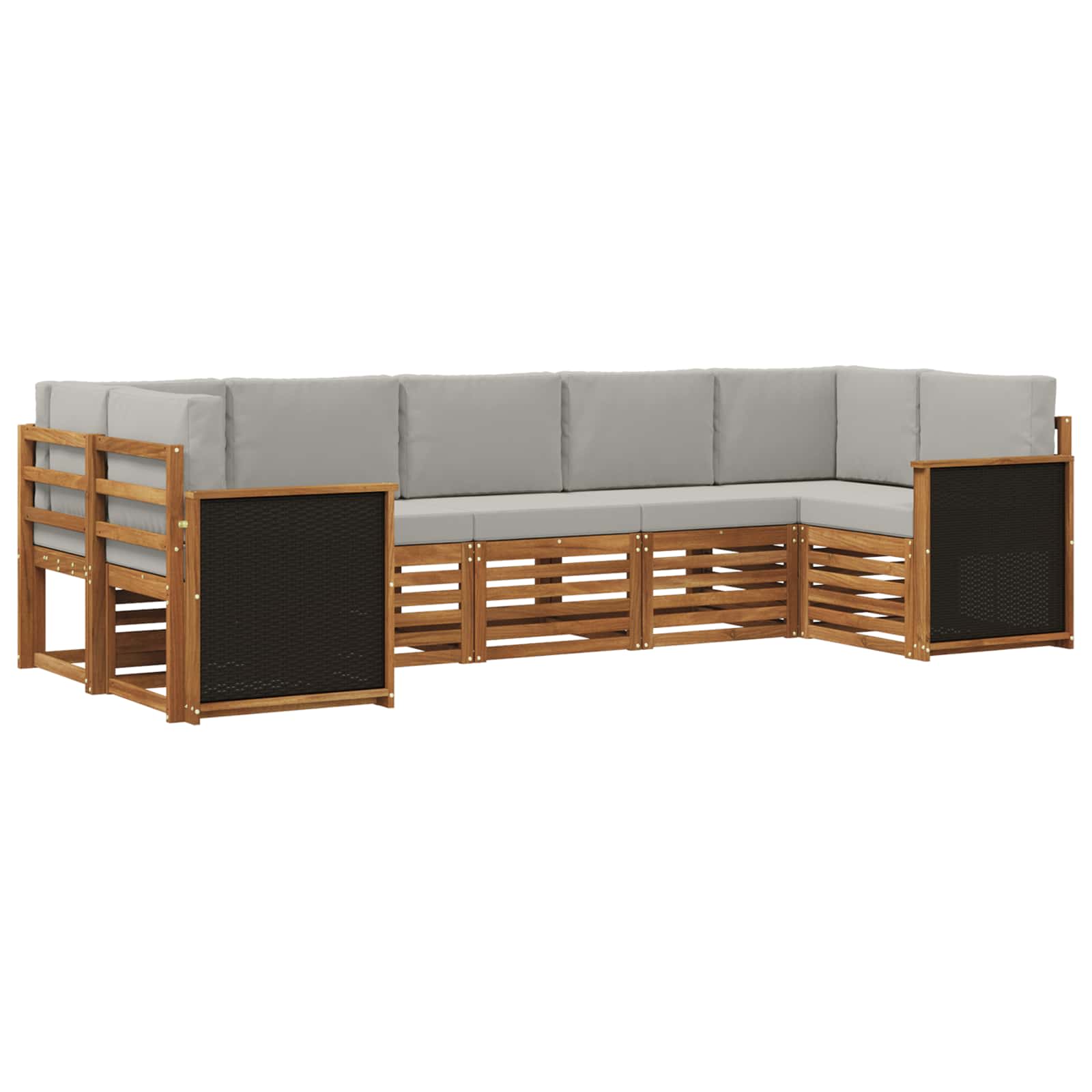 Rohová sofa sada s polštářem 6 pcs Přírodní a světle šedá