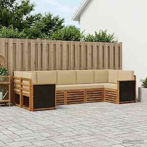 Rohová sofa sada s polštářem 6 pcs Přírodní - obrázek 1