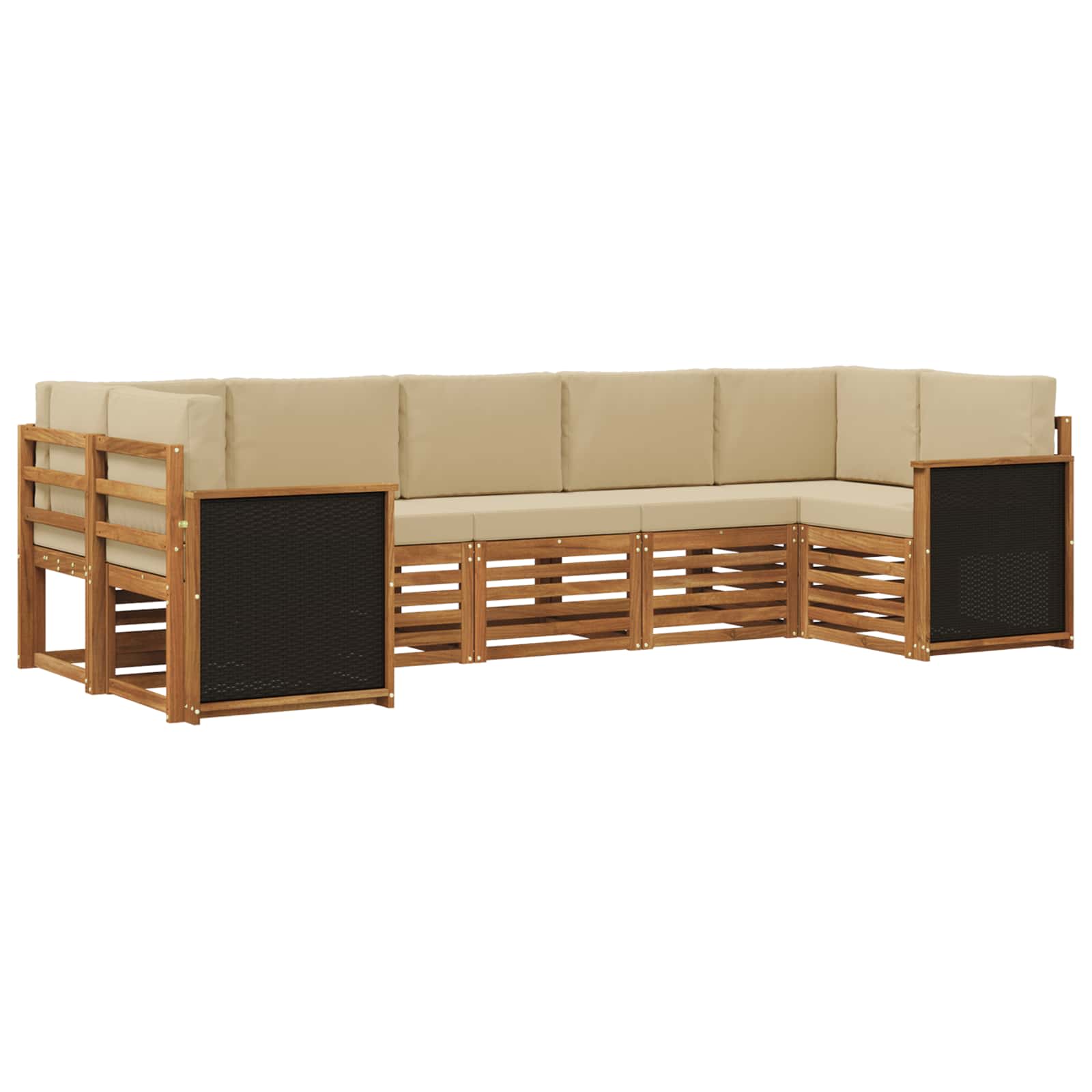 Rohová sofa sada s polštářem 6 pcs Přírodní