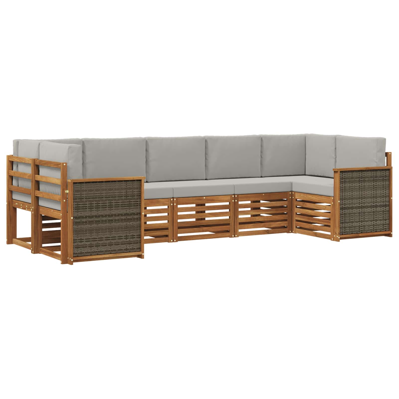 Rohová sofa sada s polštářem 6 pcs Přírodní a světle šedá
