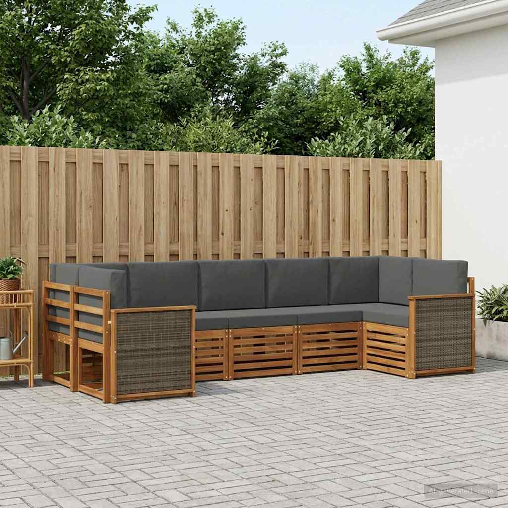 vidaXL Udendørs sofagruppe 7 stk. 7-personers Naturlig og Antracit