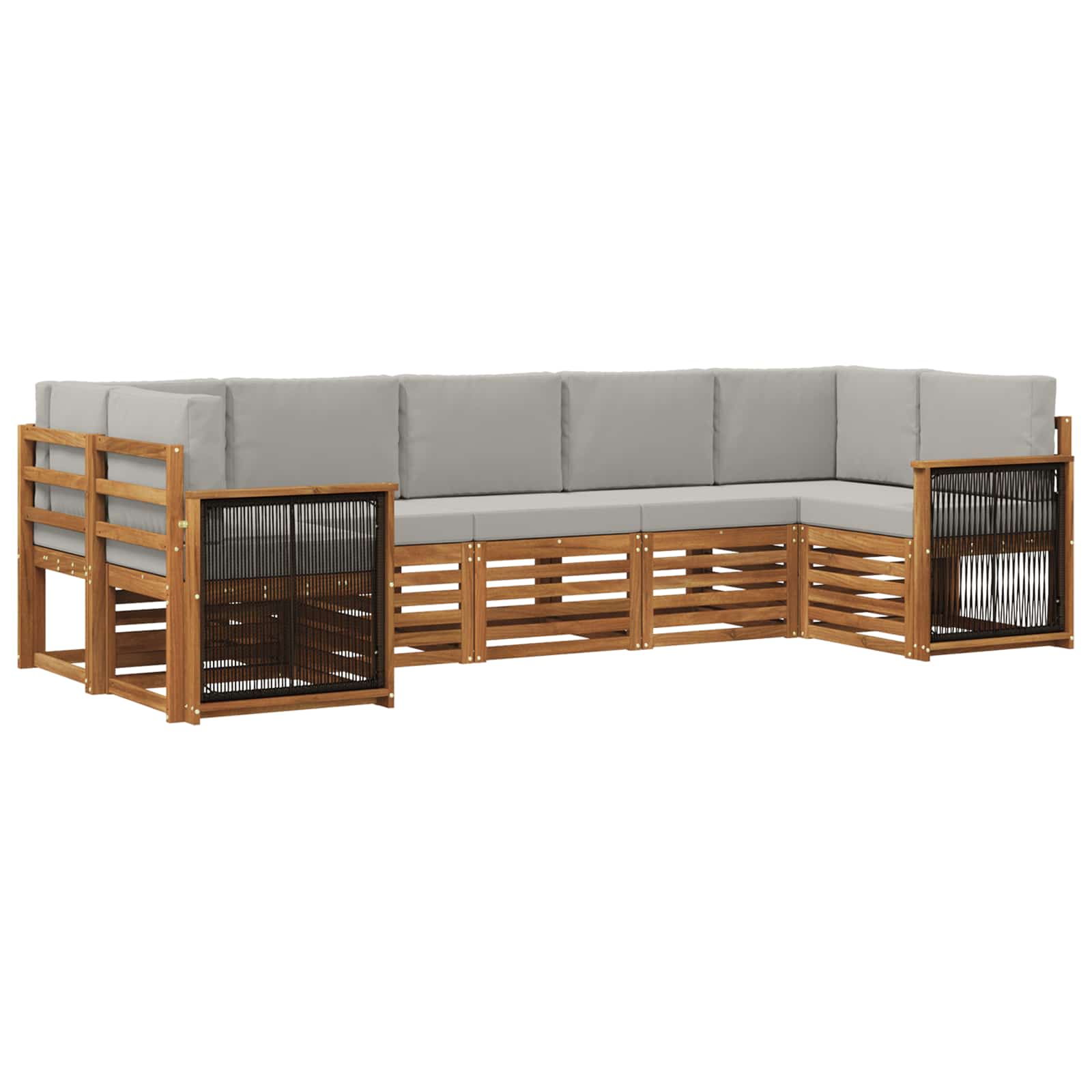 Rohová sofa sada s polštářem 6 pcs Přírodní a světle šedá