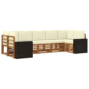 Rohová sofa sada 7 pcs Přirozená a Krémová Polyester - obrázek 2