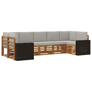 Rohová sofa sada 7 pcs Přírodní a světle šedá Polyester - obrázek 2
