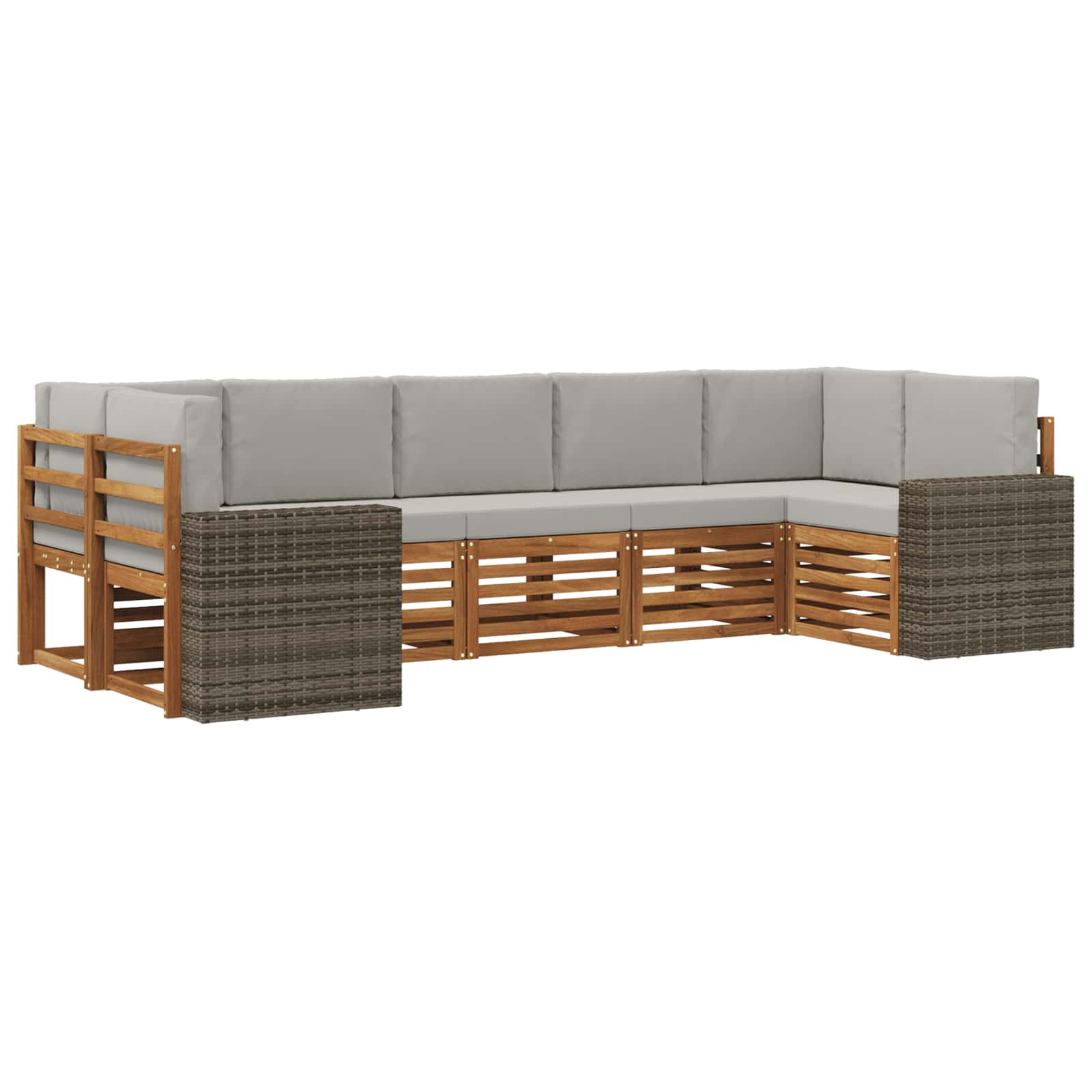 Rohová sofa sada 7 pcs Přírodní a světle šedá Polyester