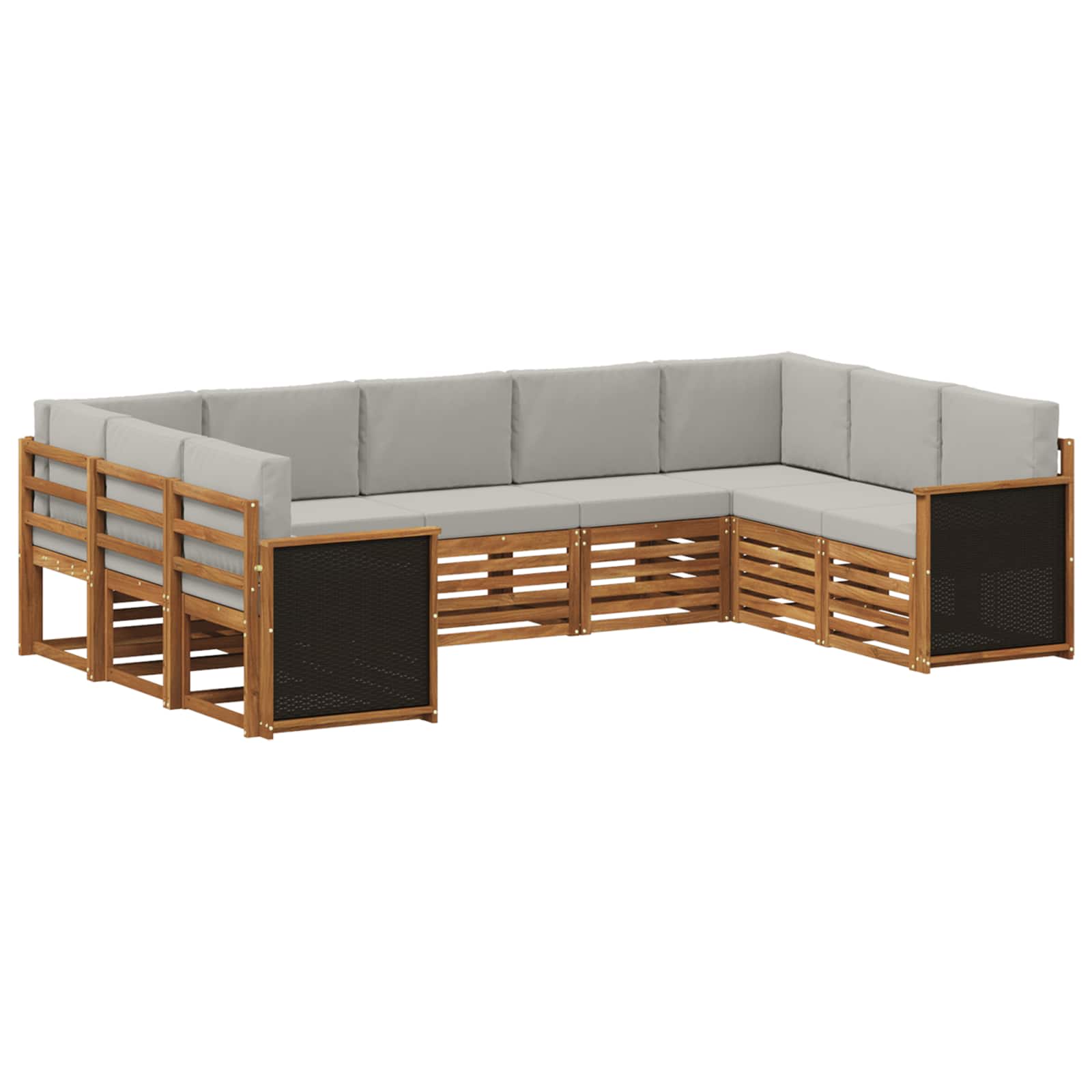 Rohová sofa sada s polštářem 7 pcs Přírodní a světle šedá
