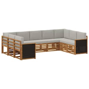Rohová sofa sada s polštářem 7 pcs Přírodní a světle šedá - obrázek 2