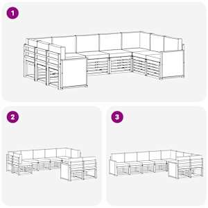 Rohová sofa sada s polštářem 7 pcs Přírodní a světle šedá - obrázek 7