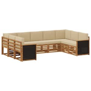 Kotna sedežna garnitura z blazino 7 pcs Naravna