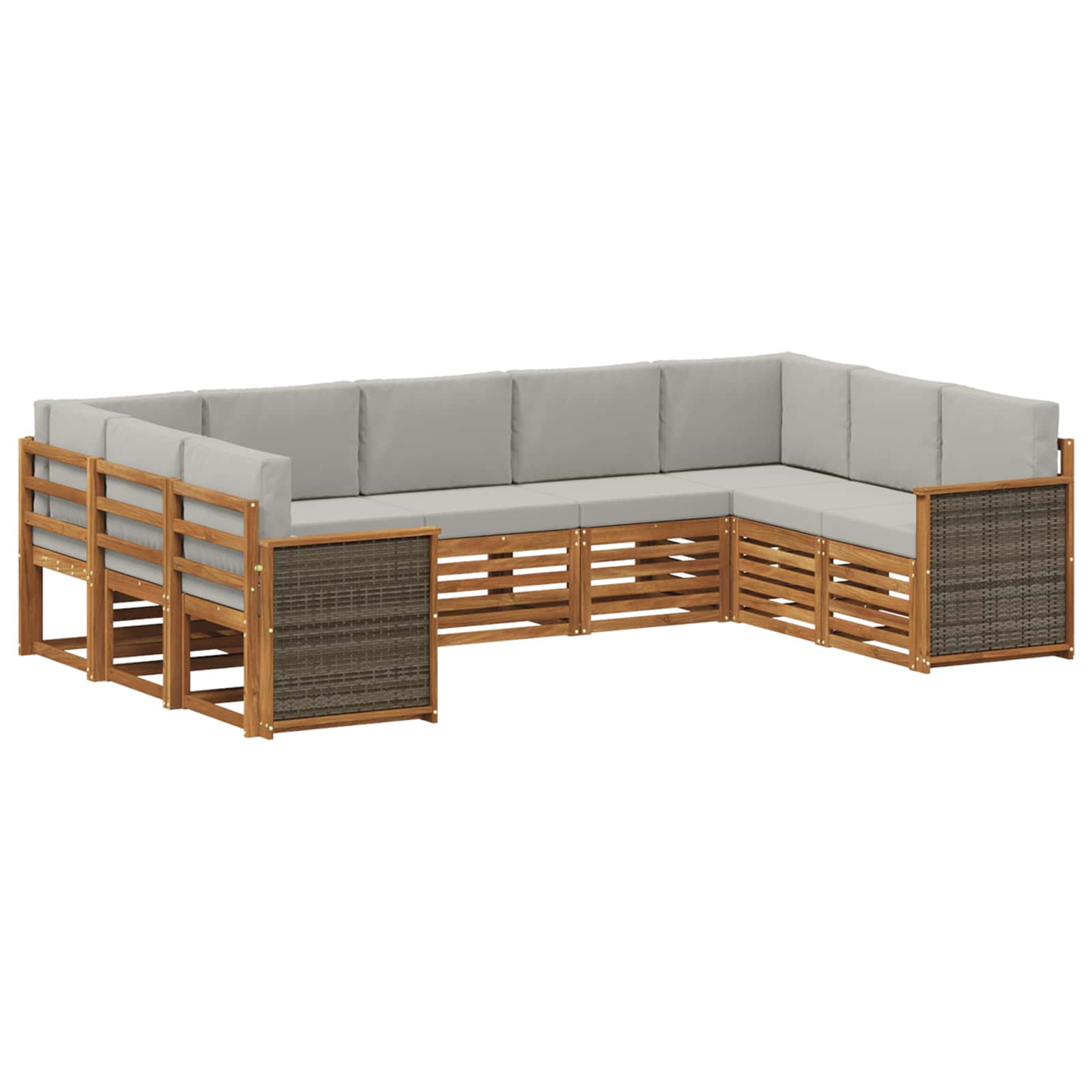 Rohová sofa sada s polštářem 7 pcs Přírodní a světle šedá