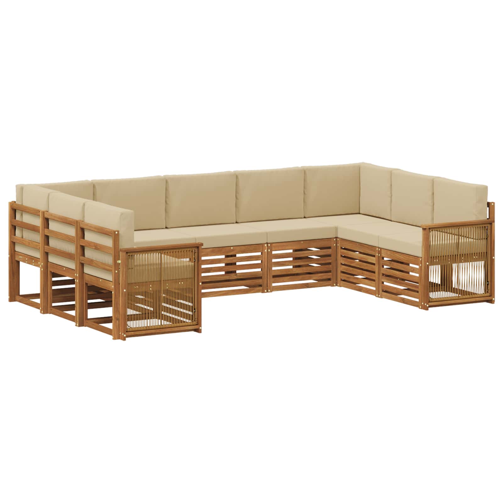 vidaXL Buiten bankenset 9 st 9-zits Natuurlijk en Beige, foto 3