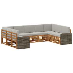 Rohová sofa sada 9 pcs Přírodní a světle šedá Polyester - obrázek 2