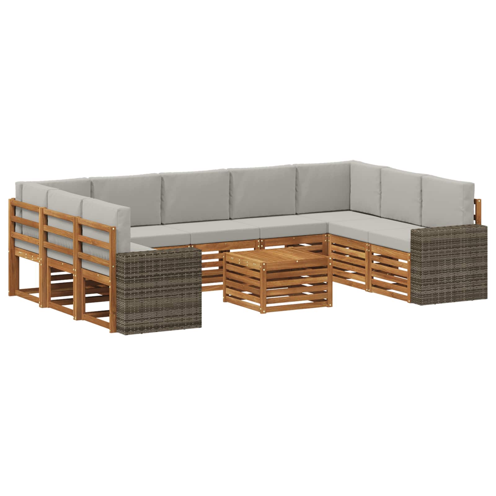 Sofa-Sets 10 pcs Naturel en lichtgrijs Massief Acaciahout image 1