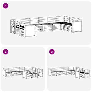 Rohová sofa sada 7 pcs Přírodní Masivní akátové dřevo - obrázek 6