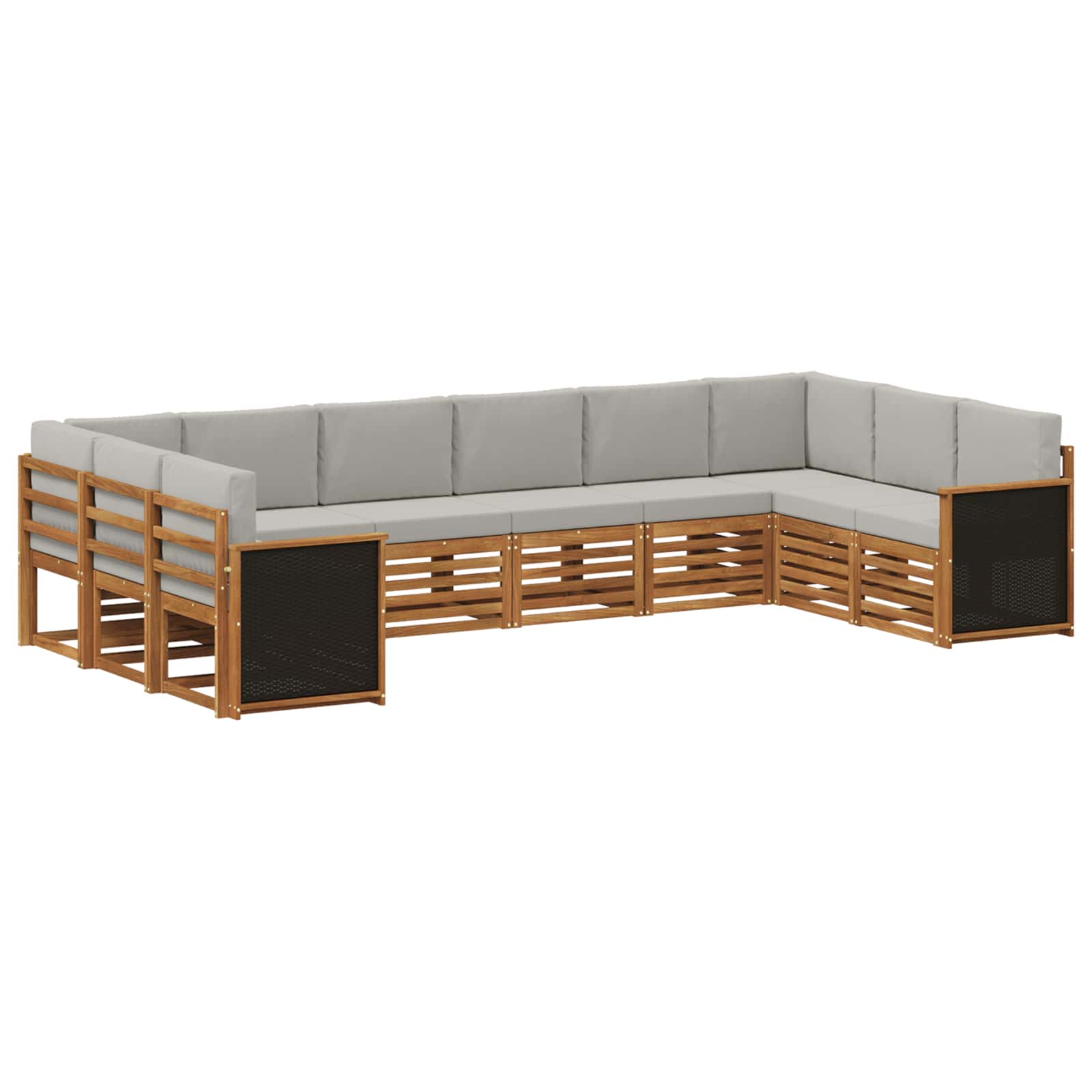 Rohová sofa sada s polštářem 7 pcs Přírodní a světle šedá