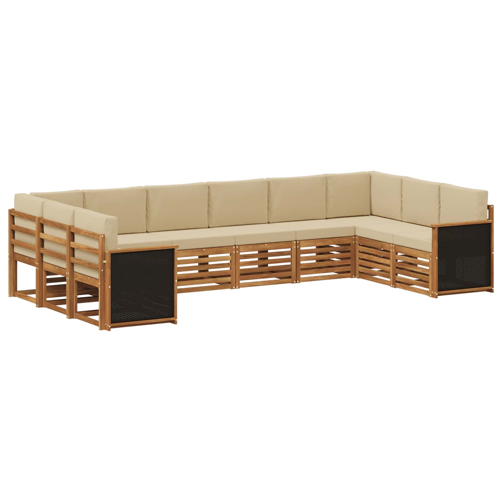 Rohová sofa sada s polštářem 7 pcs Přírodní