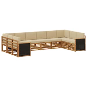 Kotna sedežna garnitura z blazino 7 pcs Naravna