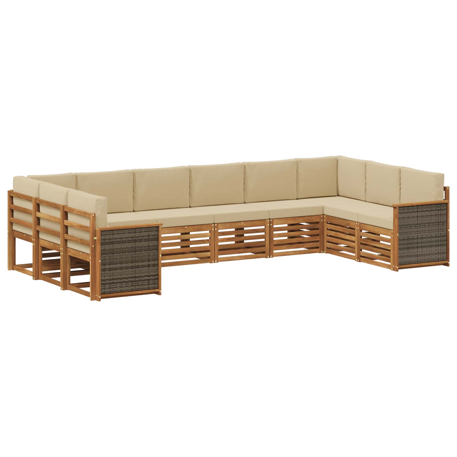 Rohová sofa sada s polštářem 7 pcs Přírodní