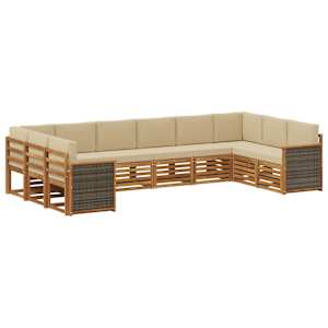 Kotna sedežna garnitura z blazino 7 pcs Naravna