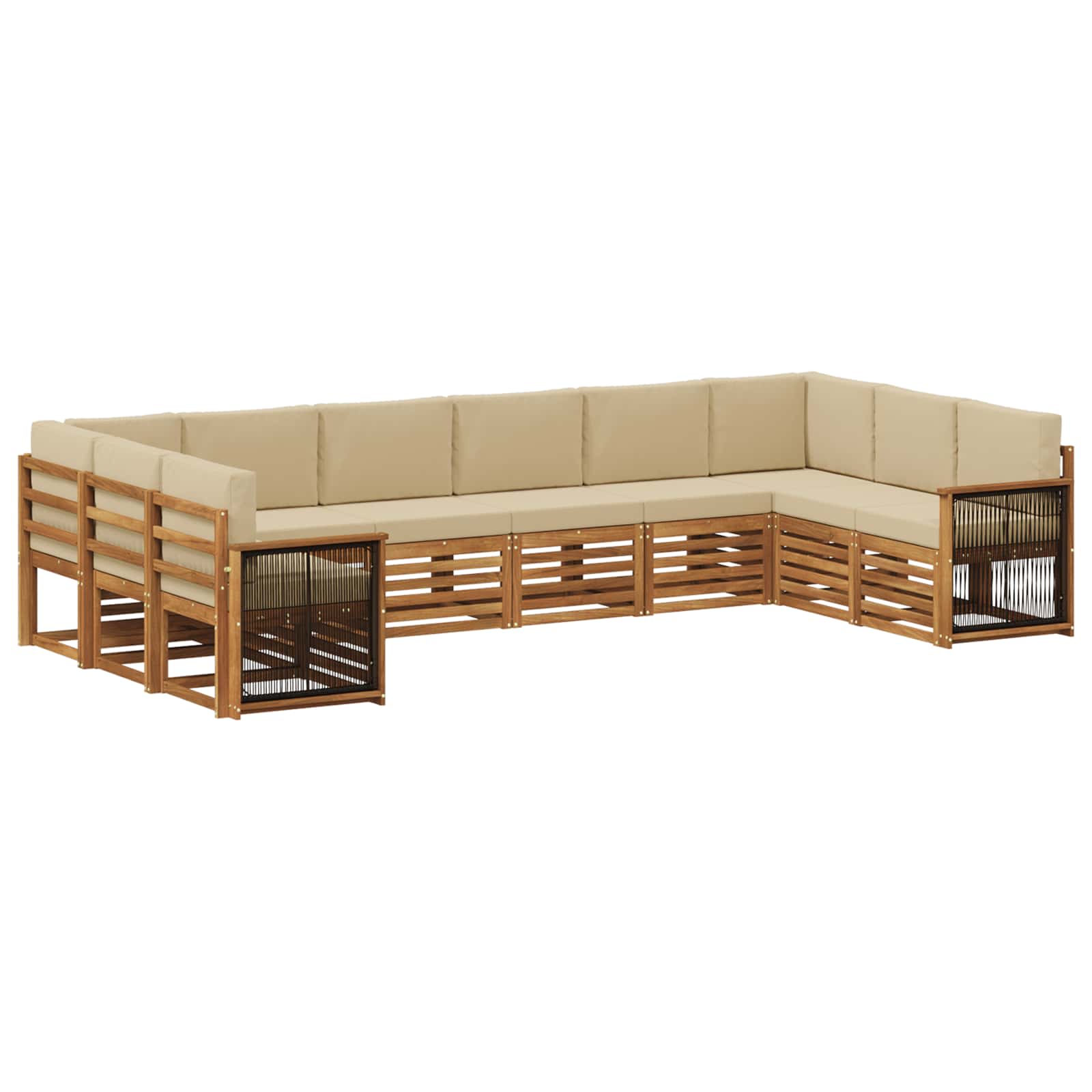Rohová sofa sada s polštářem 7 pcs Přírodní