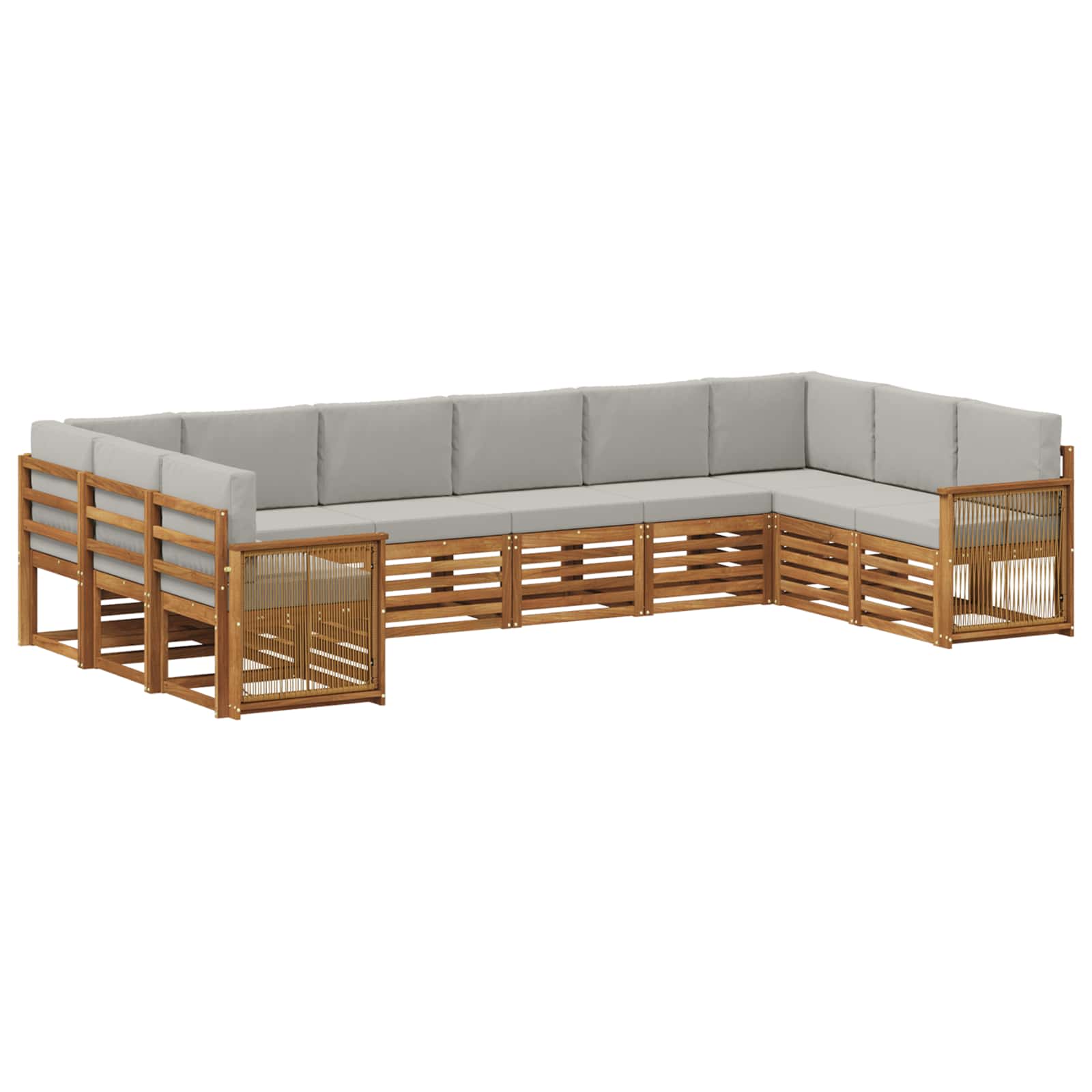 Rohová sofa sada s polštářem 7 pcs Přírodní a světle šedá
