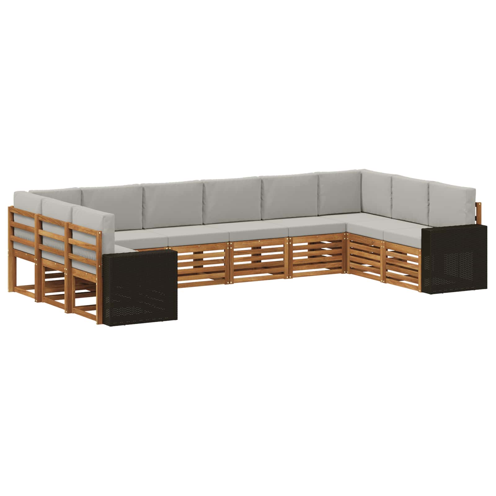 Rohová sofa sada 10 pcs Přírodní a světle šedá Polyester