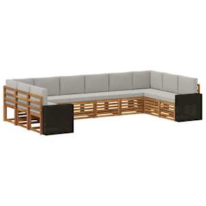Rohová sofa sada 10 pcs Přírodní a světle šedá Polyester - obrázek 2