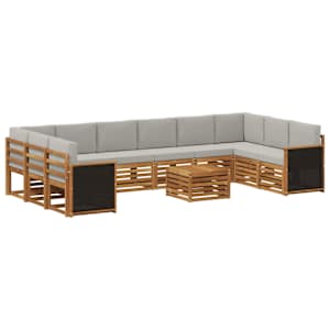 Zunanja garnitura za sedenje 8 pcs Naravna in svetlo siva